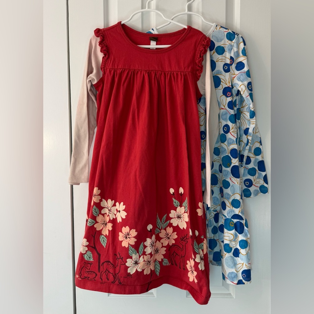 Tea Collection lot of 2 long sleeved Dresses girls size 10 floral EUC